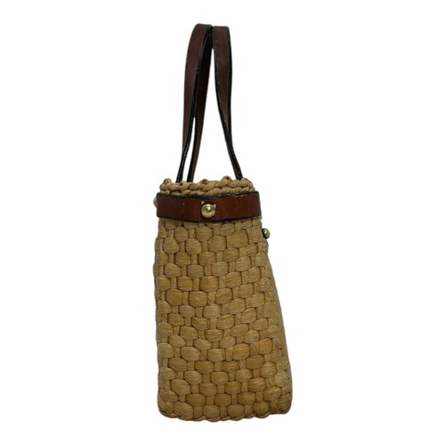 Vintage 60er 70er JOHN ROMAIN Woven Straw Leather Satchel Bag Handtasche Handmade - Bild 8 von 22