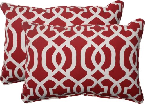 Pillow Perfect Outdoor New Geo Corded Oversized Rectangular Throw Pillow Red
