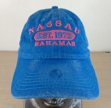 NASSAU BAHAMAS EST 1973 ADJUSTABLE STRAPBACK BASEBALL HAT/CAP, BLUE, CARIBBEAN