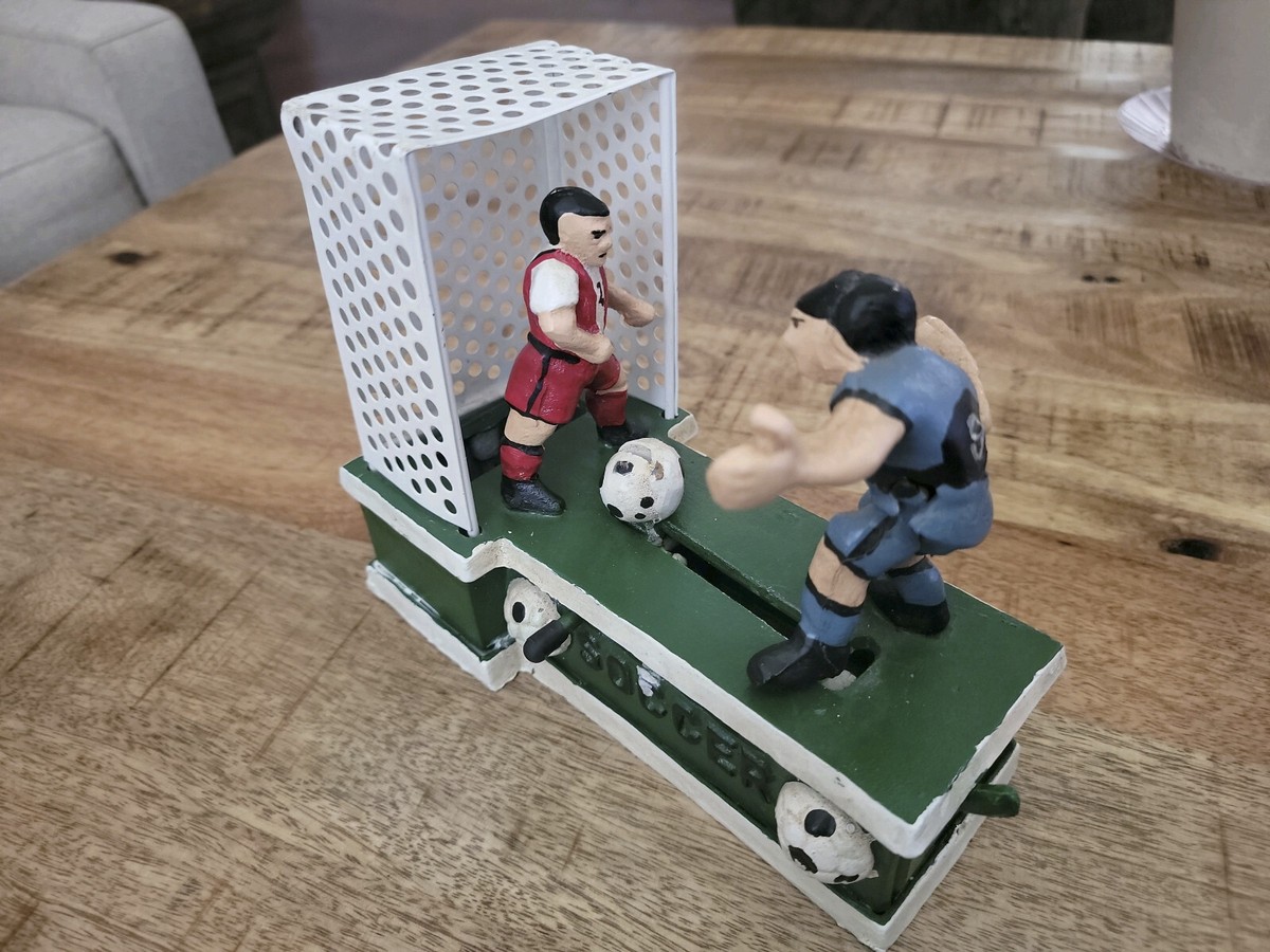 Vintage Cast Iron Mechanical Bank Soccer Coin Bank | eBay