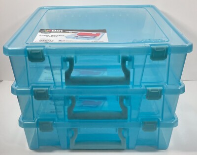 Set of 3 Single Super Satchel 1 Compartment Aqua By ArtBin#1  15.25X14X3.5''