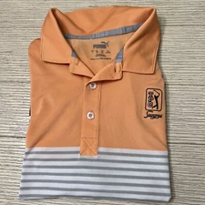 TPC Sawgrass Puma Golf Polo Men’s Size Large Peach White Grey Blue
