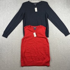 Lands' End Sweater Vest Boys L 14-16 Red Blue Cotton V Neck NWT LOT OF 2