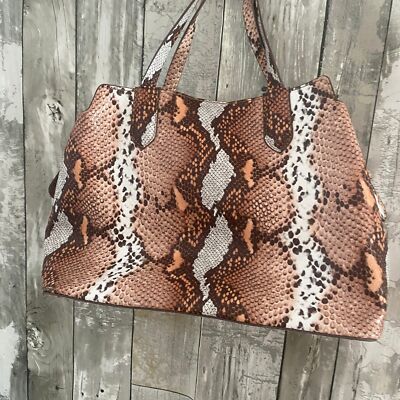 00's archive snake 蛇柄 leather hand bag 茶 Snake authorized
