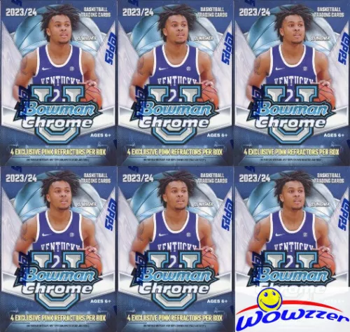 (6) 2023/24 Bowman University CHROME Basketball EXCLUSIVE Sealed Blaster Box