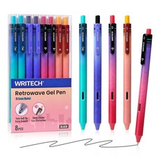 WRITECH Black Ink Gel Pens: 8-Pack 1 Count Pack of 8 , 8 Pcs Retrowave