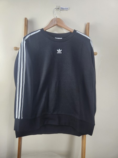 Adidas Black Women's Sweatshirt Triple Stripe Pullover Size 38 M