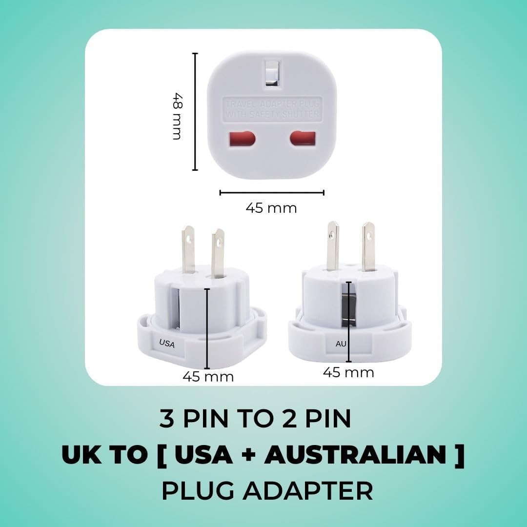 2 X UK to US Travel Adaptor for USA Canada Thailand America 2 Pin ...