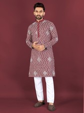 Bollywood Wedding Cotton With Embroidery Work Kurta Pajama Set For Men's BF-M
