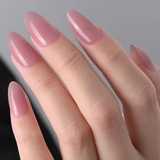 evpct Glossy Press on Nails Short Almond Short for Women, Mauve Rose Fake Nai...