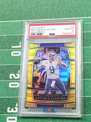 2021 Panini Select Matthew Stafford Gold Prizm #1/10 #20 PSA 10, Pop-1