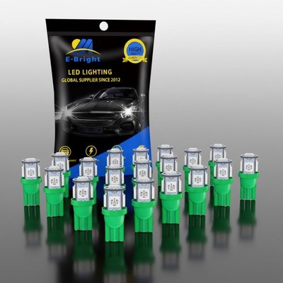 20-Pack Green T10 194 168 2825 W5W 5050 5-SMD LED Bulb for Car Replacement In...