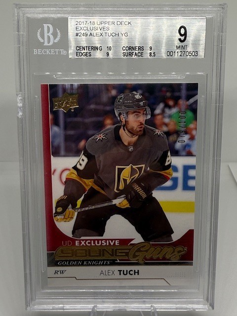2017-18 Upper Deck Exclusives Young Guns #249 BGS 9 Alex Tuch RC Rookie /100