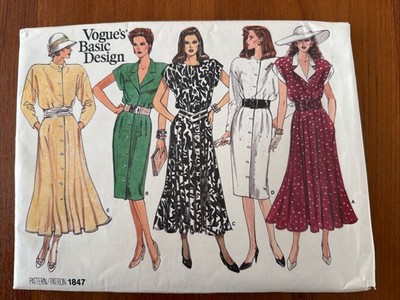 Vintage Vogue Basic Design Dresses 1847  Sz 14-16-18  Uncut