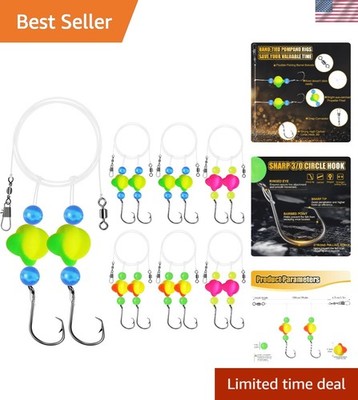 User-Friendly 6pc Pompano Fishing Rig Set with Flourishing Float for Quick Setup