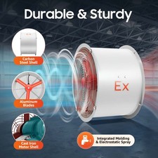 16"Explosion-proof Axial Exhaust Fan 1450rpm Spray Booth Paint Fumes Exhaust Fan