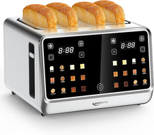 Toaster 4 Slice with Touchscreen, Memory Function Single-Slot Focus, 1800W Sm
