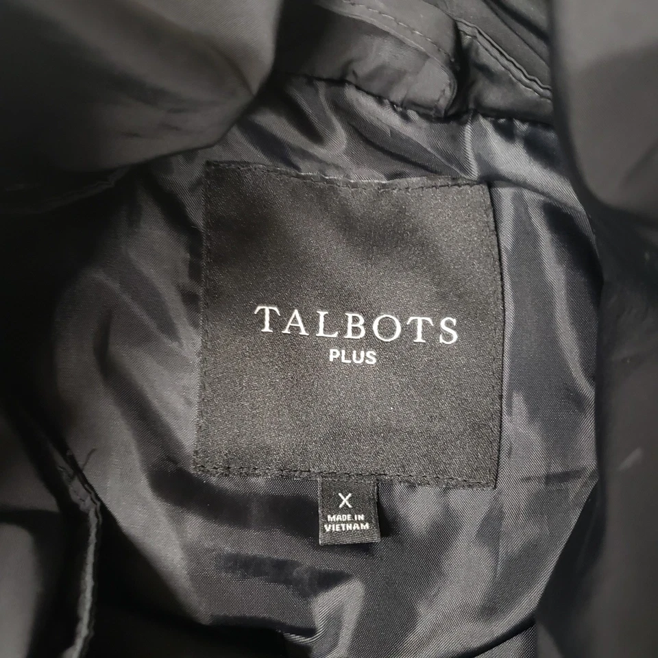 Chaqueta acolchada acolchada negra Talbots Plus cuello alto bolsillos con cremallera para mujer X Foto 4 de 4