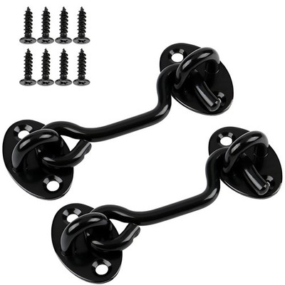 2 Pack 6'' Door Latch Door Lock Hardware, 6'' Hook and Eye Gate Latch Easy Lo...