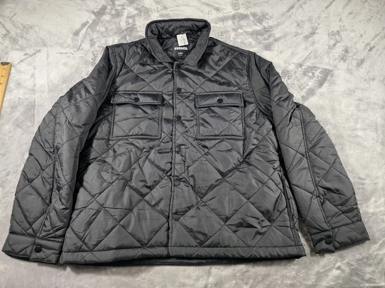 NWT RSQ Mens Quilted Nylon Lightweight Casual Jacket Black Size Medium