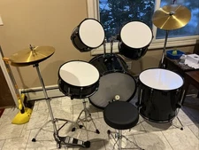 5-Piece Complete Full Size Pro Adult Drum Set Kit with Stool Drum Pedal Sticks