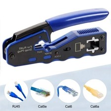 RJ45 Pass Through Crimping Tool for Cat5 Cat5e Cat6 Plugs Connector Network US