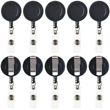 JANYUN 30 Pcs Black Retractable Badge Reels Holders Reels Clip for ID Badge H...