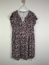 Loft Dress XL Woman Extra Large Print Midi Cap Sleeve Buttons Side Ties NWT NEW