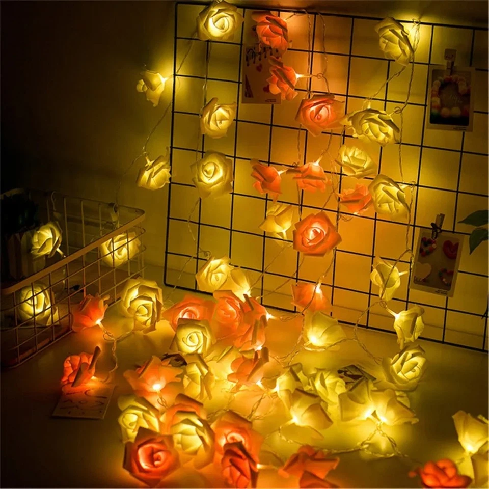 Rose Flower LED Clear Cable Bedroom Indoor Party USB/Battery Fairy String Lights - Image 2 of 4
