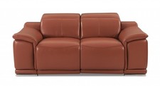 72 Camel And Silver Italian Leather Power Reclining Loveseat