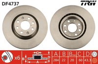 2X Bremsscheibe Vorne TRW DF4737 Passend FÜR Fiat Opel
