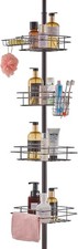 Corner Shower Caddy Tension Pole, 4 Tier Adjustable Rustproof Organizer Shelves
