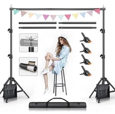 BEIYANG Backdrop Stand, 10 FT x 7.5 FT Adjustable Photography Background Support
