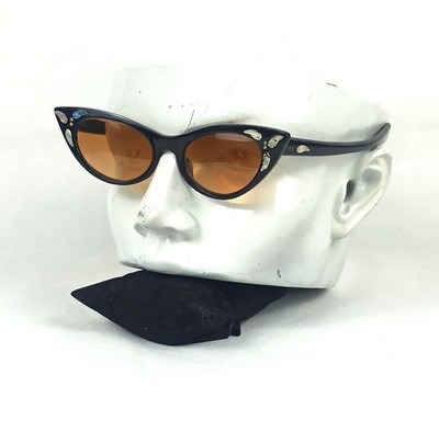 Vintage Cat Eye Sunglasses 50s Paris Design Very Rare Party Black