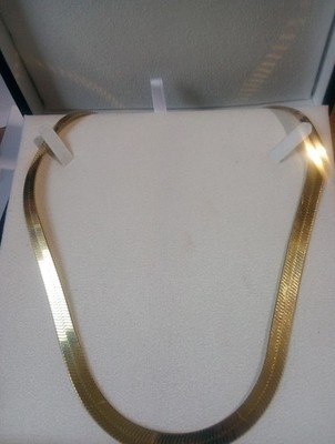 925 Silber vergoldet Fischgrät Halskette Karabinerverschluss 24'' Italien 42 g