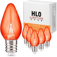HLO Lighting LED C7 Orange Christmas Light Bulbs for E12 Sockets Pack of 25