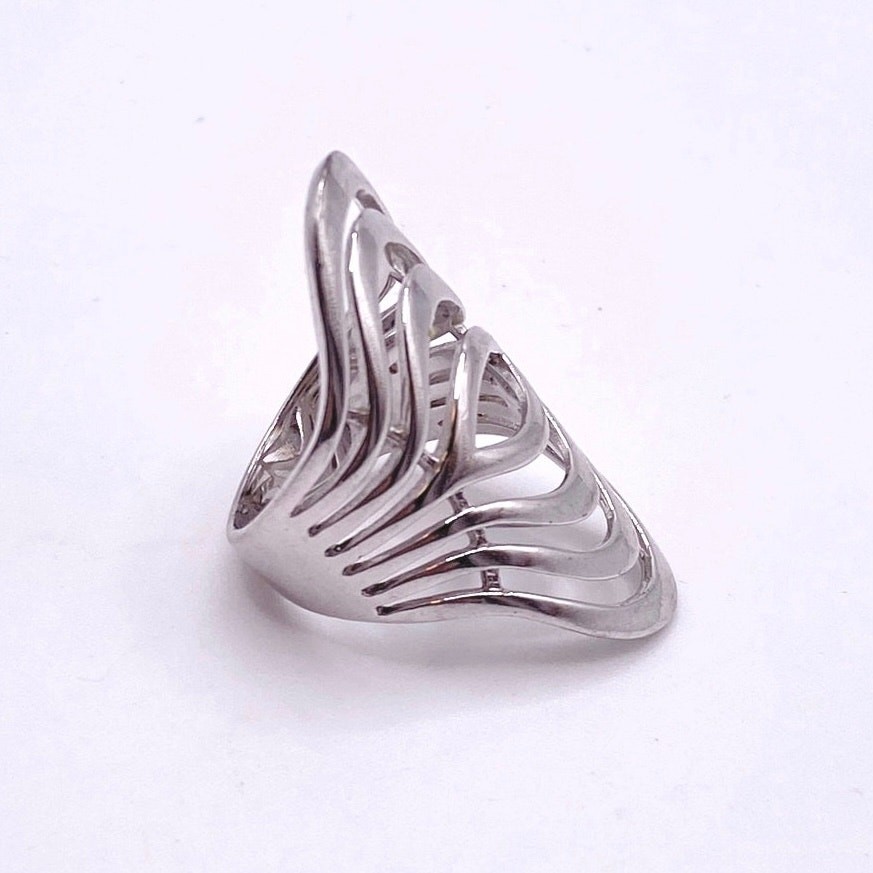 Sterling Silver Statement Modernist Ring Size 7 - image 1