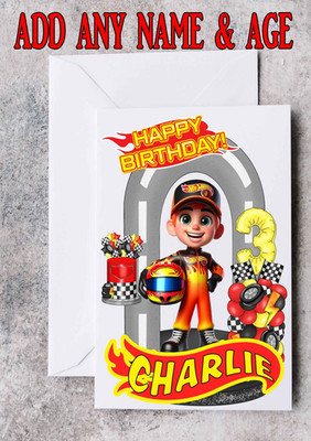 Hot Wheels personalisierte Geburtstagskarten fügen beliebiges Alter, Namen und Beziehung hinzu.