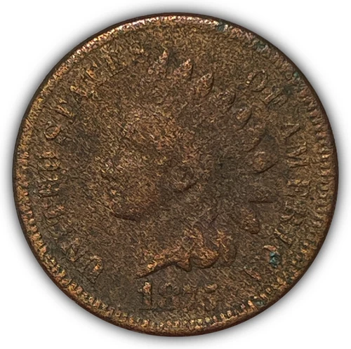 1875 Indian Head Cent Fine F Coin, Corroded #24534