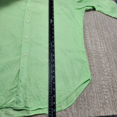 Vintage Polo Ralph Lauren Shirt Men Large 100% Linen Classic Fit Green Button Up - Picture 3 of 8
