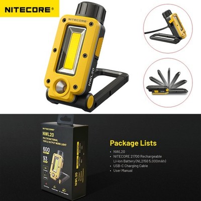 Nitecore NWL20 Work Light 600 LM Outdoor Camping Lights COB Mechanics Flashlight