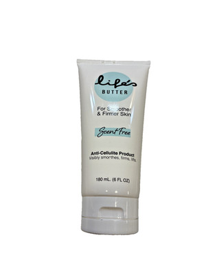 New LIFE S BUTTER Anti-Cellulite Cream For Smoother Skin Scent Free 6 FL. OZ.