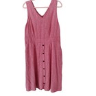 Christopher Banks Linen Blend Sleeveless Dress Women's 16 Minimalist Midi Red