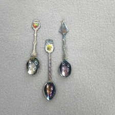 Souvenir Spoons Lot 3 Valkenburg Madonna Religious Silver Tone Collectible