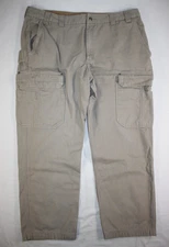 Duluth Trading Pants Men's 46x33 Fire Hose Canvas Cargo Work Relaxed Fit Beige