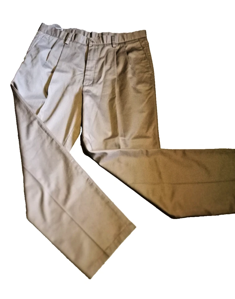 Dockers Mens Khakis Straight Chino Trousers W36 L30 Khaki Cotton pleated classic - Image 1 of 4