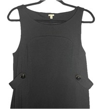 J Crew Women Size S 100% Wool Black Jersey Knit Dress Button Detail Sleeveless