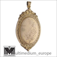 Antiker Biedermeier Historismus Gold-Double Medaillon Foto Anhänger Blumen 1850