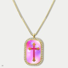 Stunning Colorful Jesus Christ Crucifix Cross Fashion Pendant Necklace Chain Pho