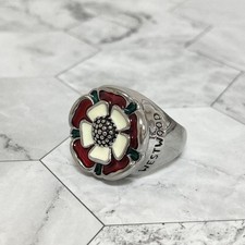 Vivienne Westwood Ring Size 6.5-7 Silver/Red Tudor Rose w/Pouch NO BOX